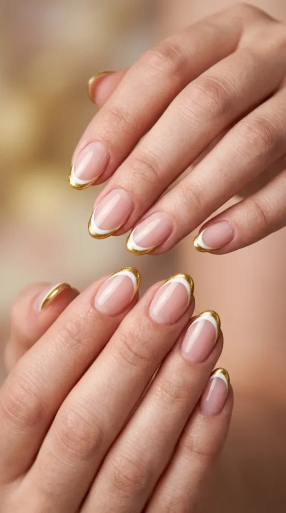 Gold Outline French Nails