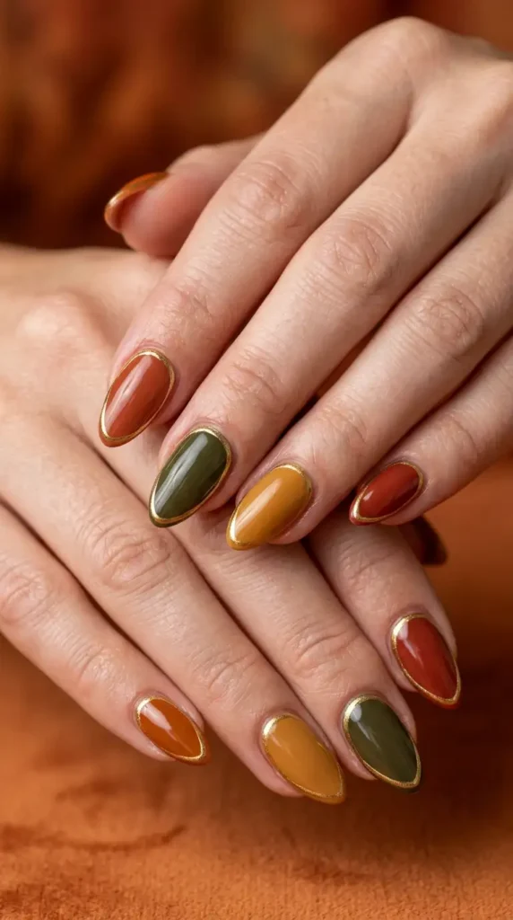 Gold Outline Nails