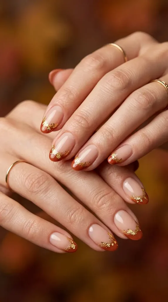 Golden Maple French Nails