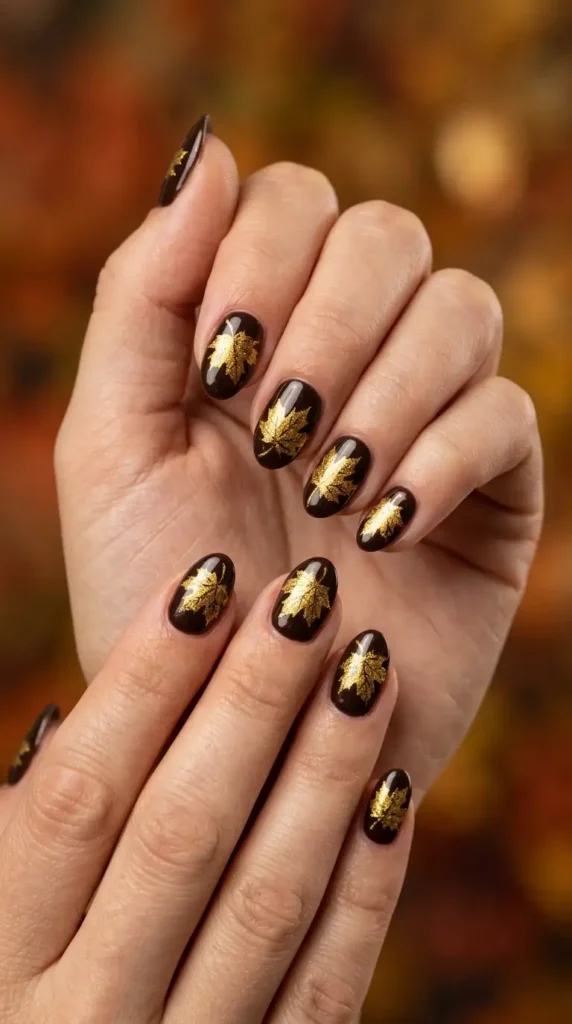 Golden Maple Nail Art