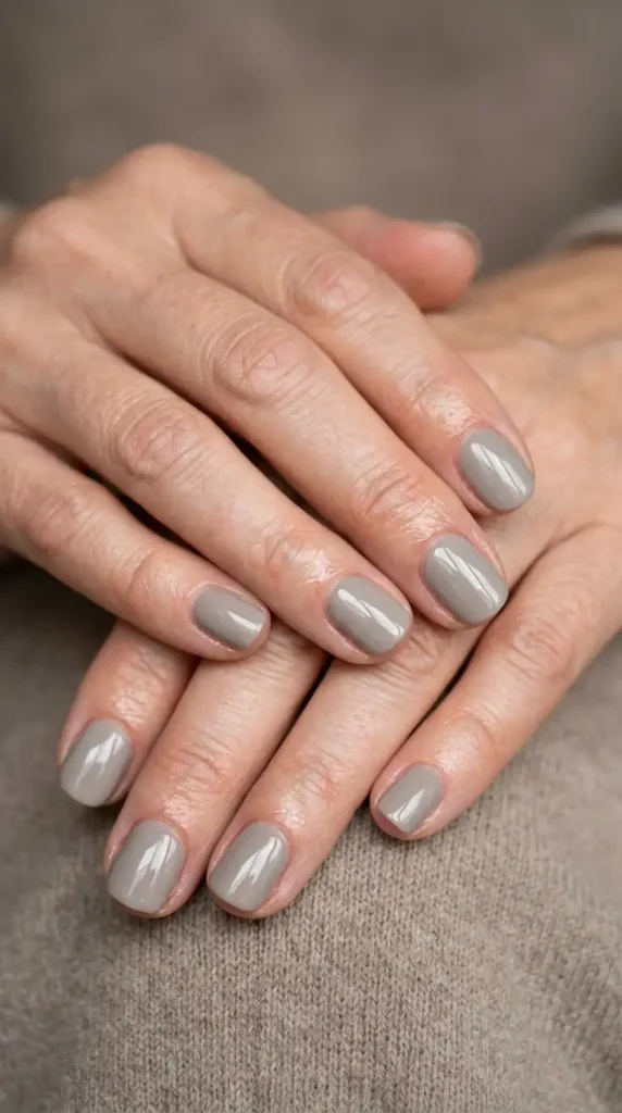Greige Short Round Nails