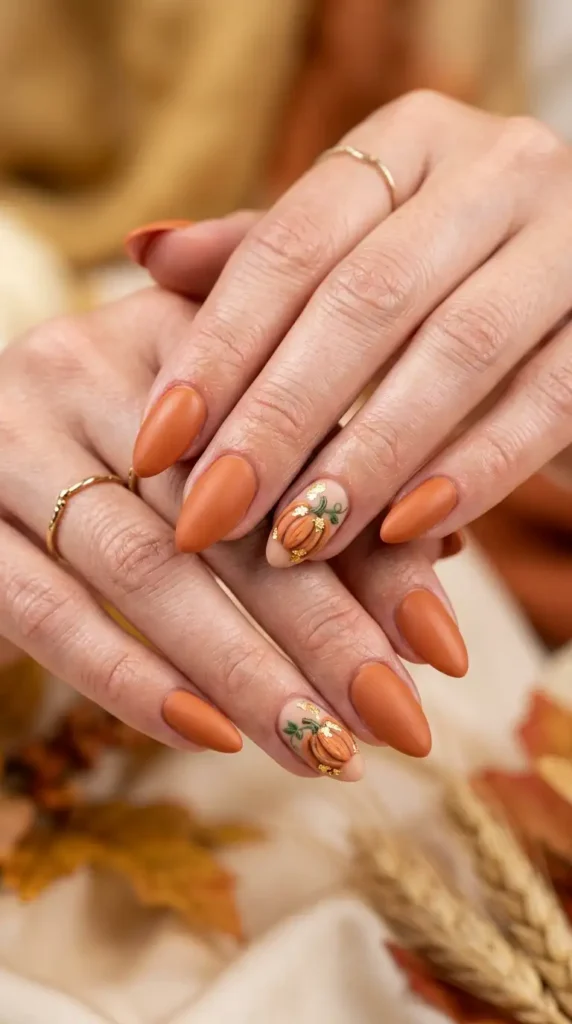 Harvest Pumpkin Nail Art