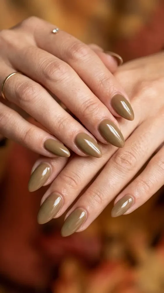 Hazel Brown Almond Nails