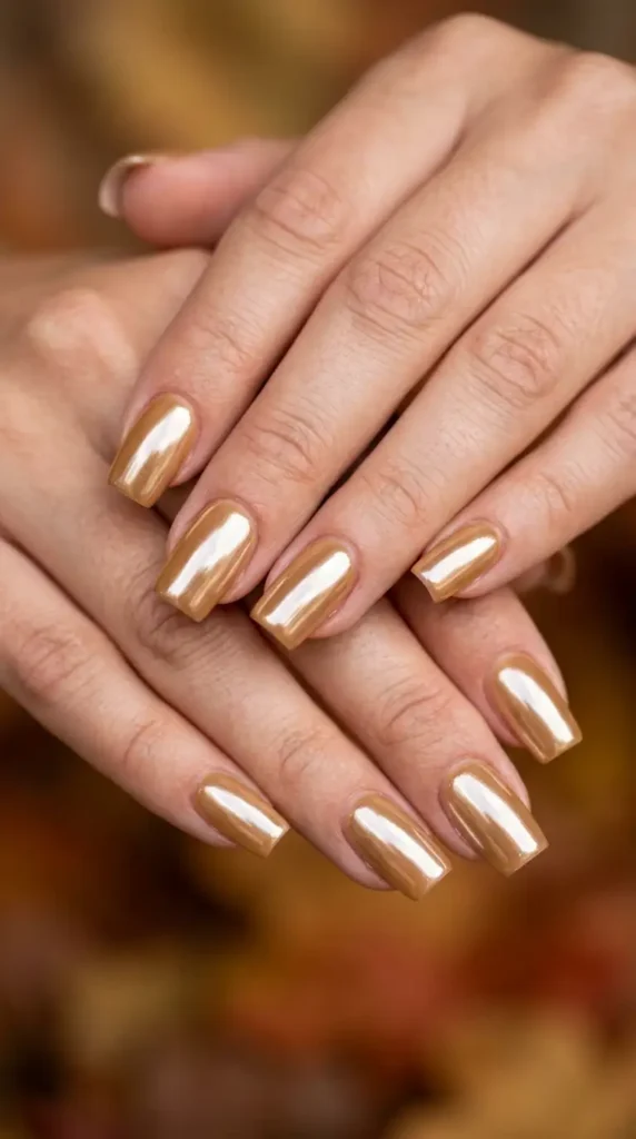 Hazelnut Chrome Nails