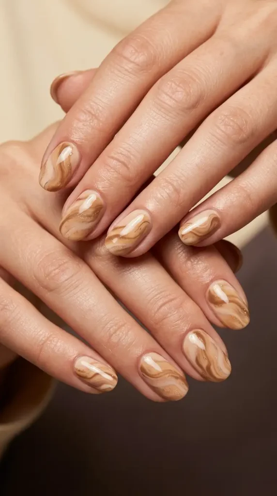 Hazelnut Swirl Nails