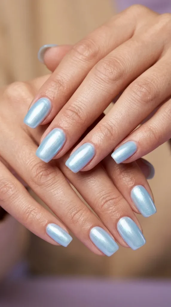 Icy Blue Glazed Nails