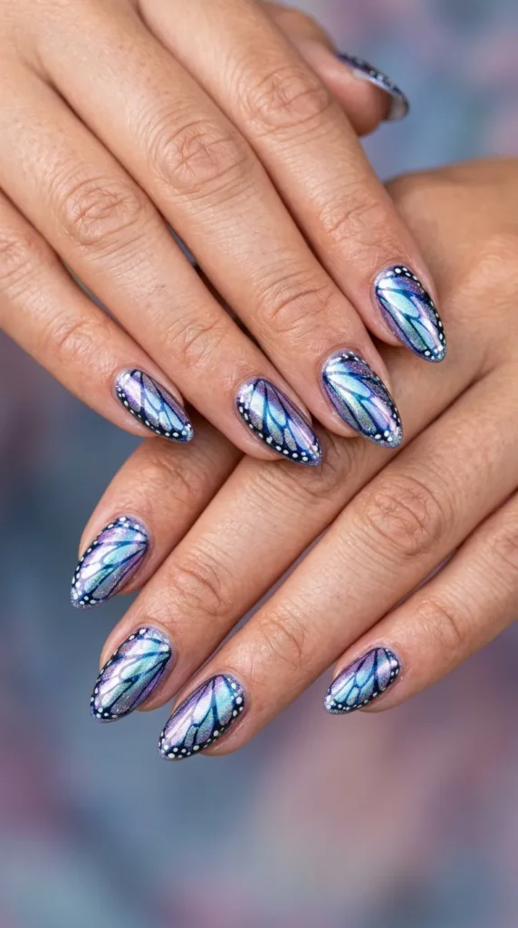 Iridescent Butterfly Wing Nails