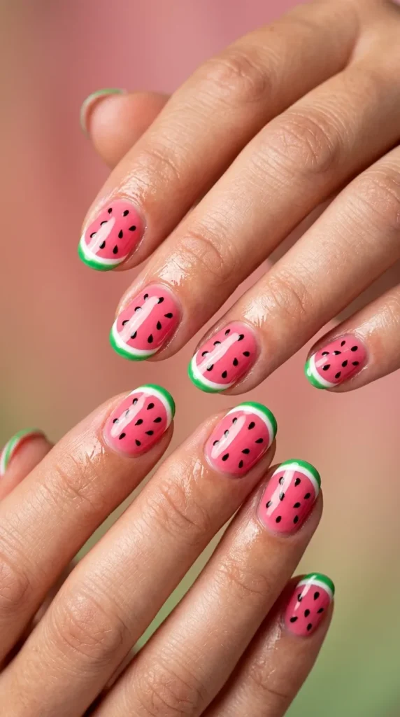 Juicy Watermelon Summer Nail Designs