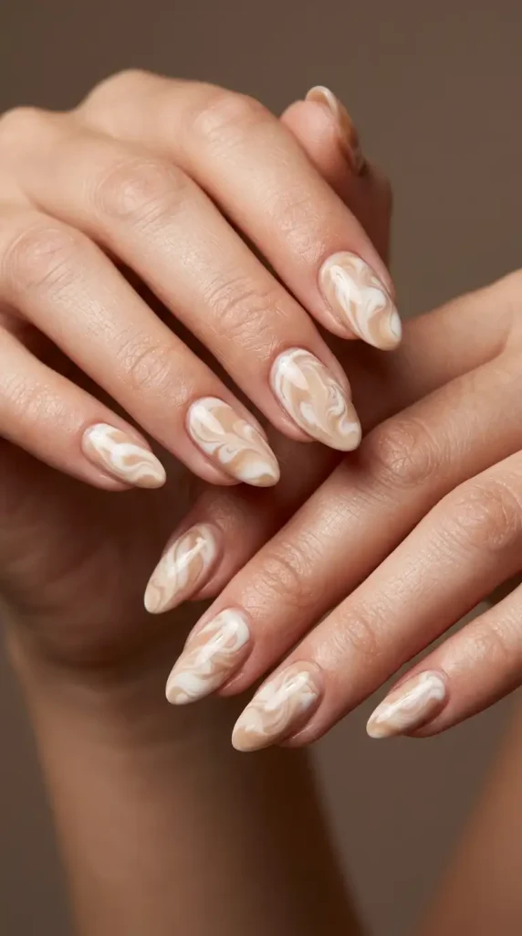 Latte Marble Nails
