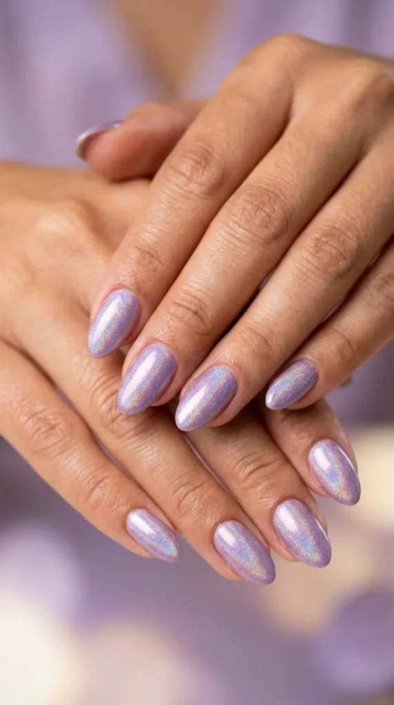 Lavender Holographic Nails