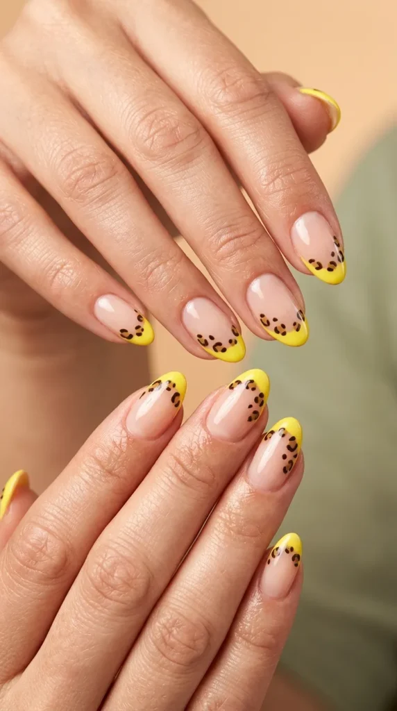 Lemon Leopard French Mani