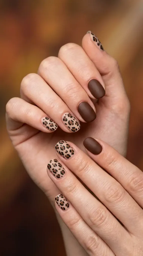 Leopard Print Accent Nails