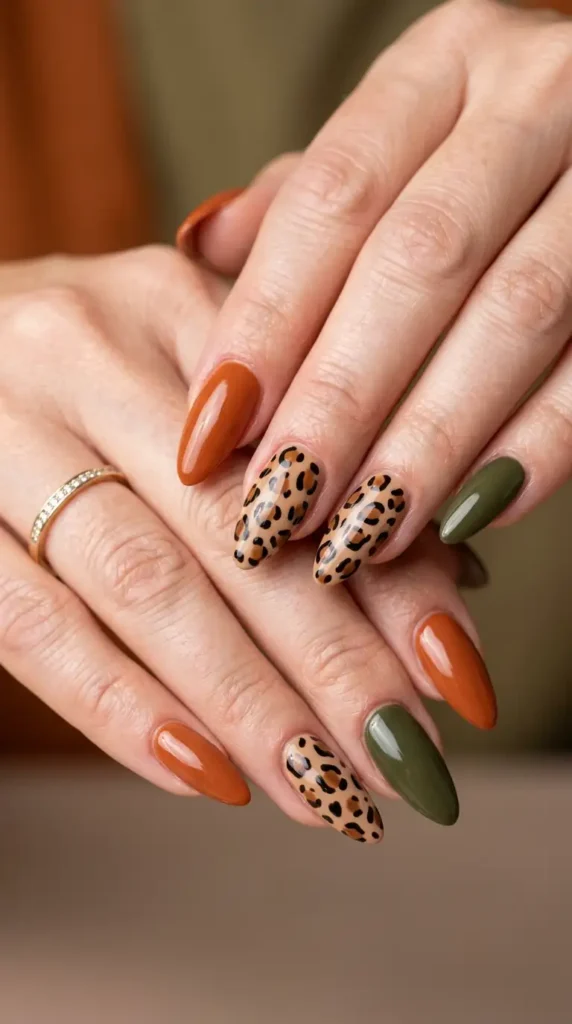 Leopard Print Autumn Mix Nails
