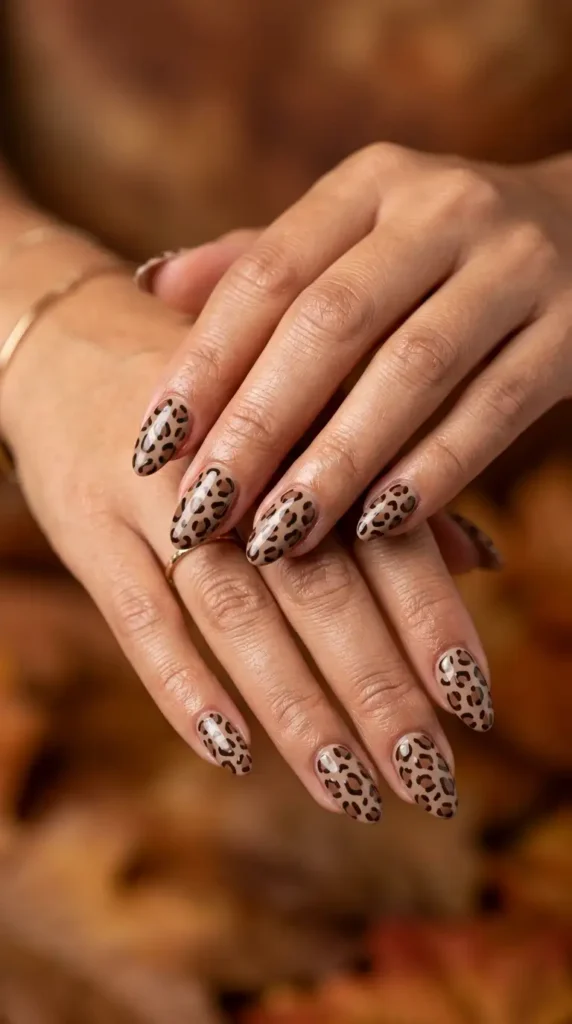 Leopard Print Brown Nails