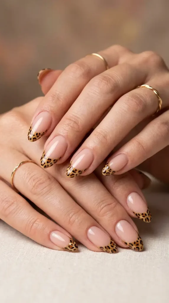 Leopard Print French Tips
