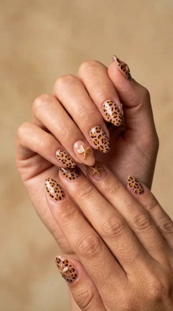 Leopard Starfish Summer Nails