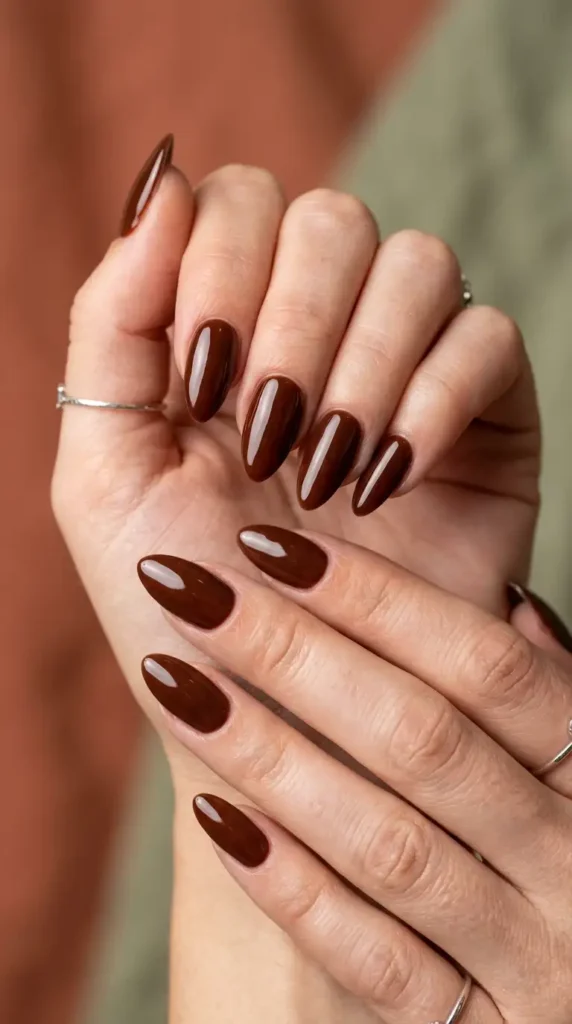 Mahogany Gloss Almond Nails