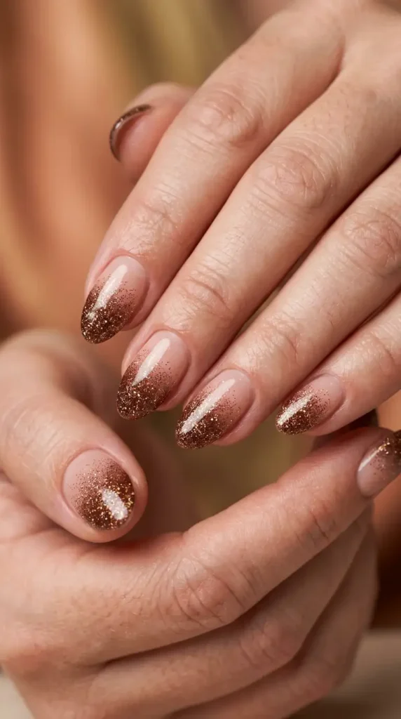 Maple Brown Glitter French Fade