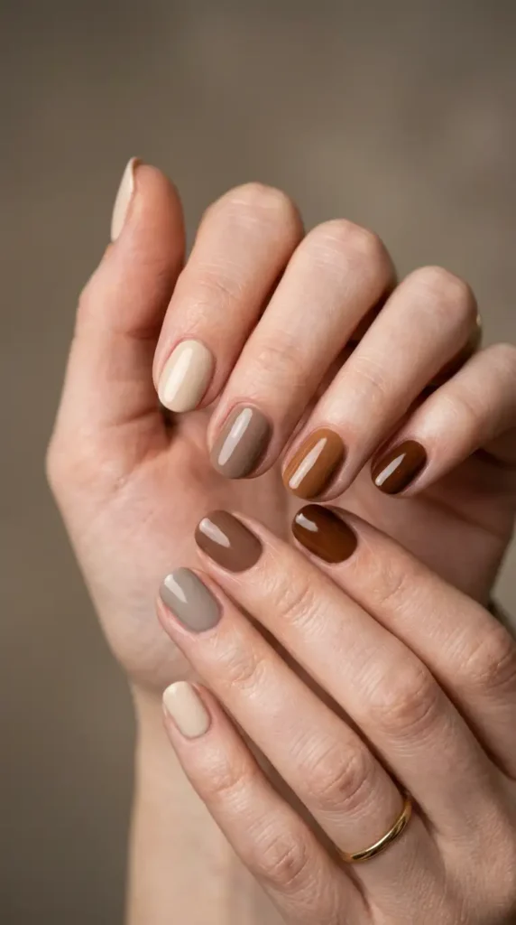 Maple Brown Gradient Nails