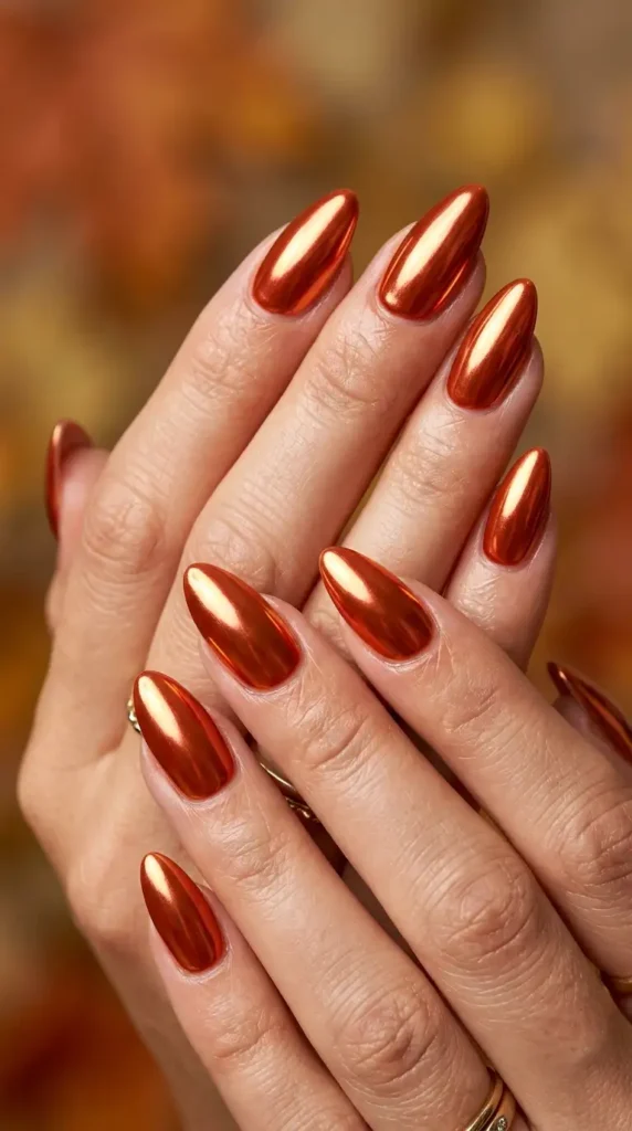 Maple Chrome Almond Nails
