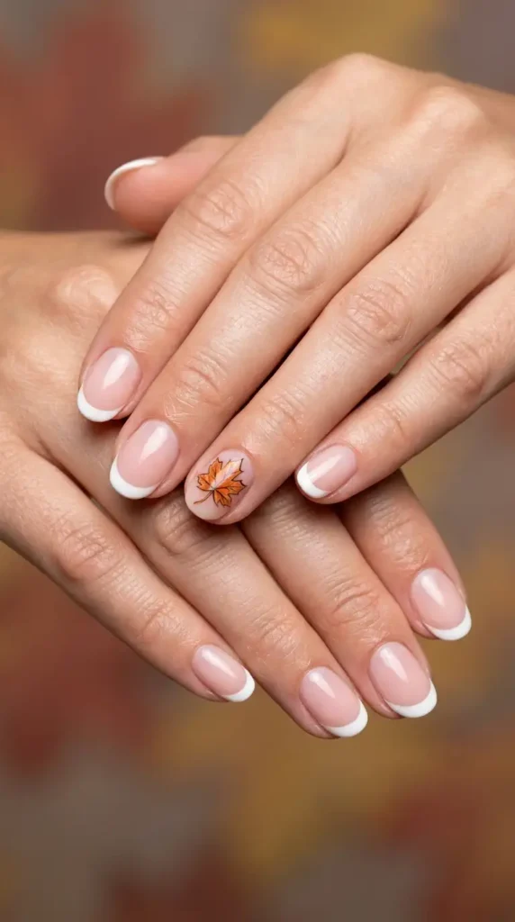 Maple Leaf Accent with Classic French Tips