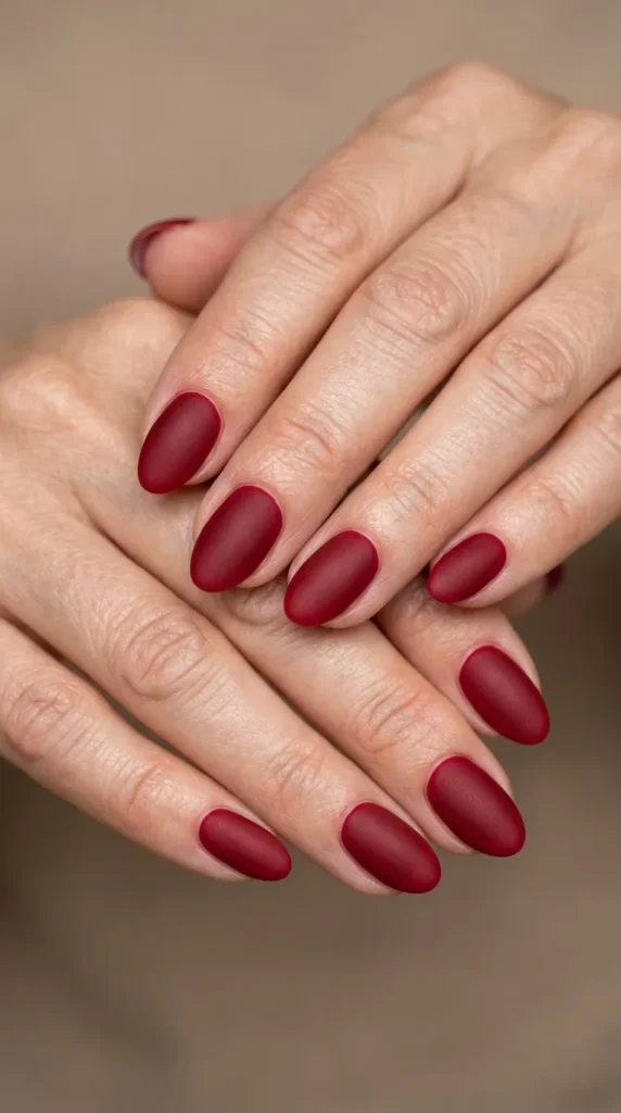Matte Cherry Red Nails