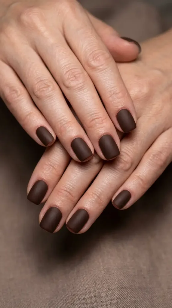 Matte Chocolate Short Nails