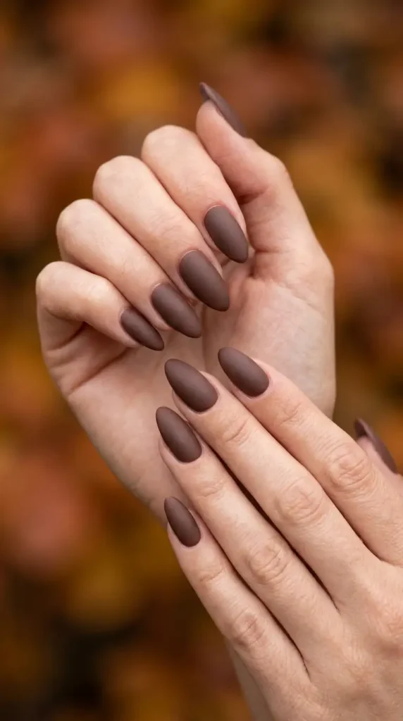 Matte Mocha Almond Nails