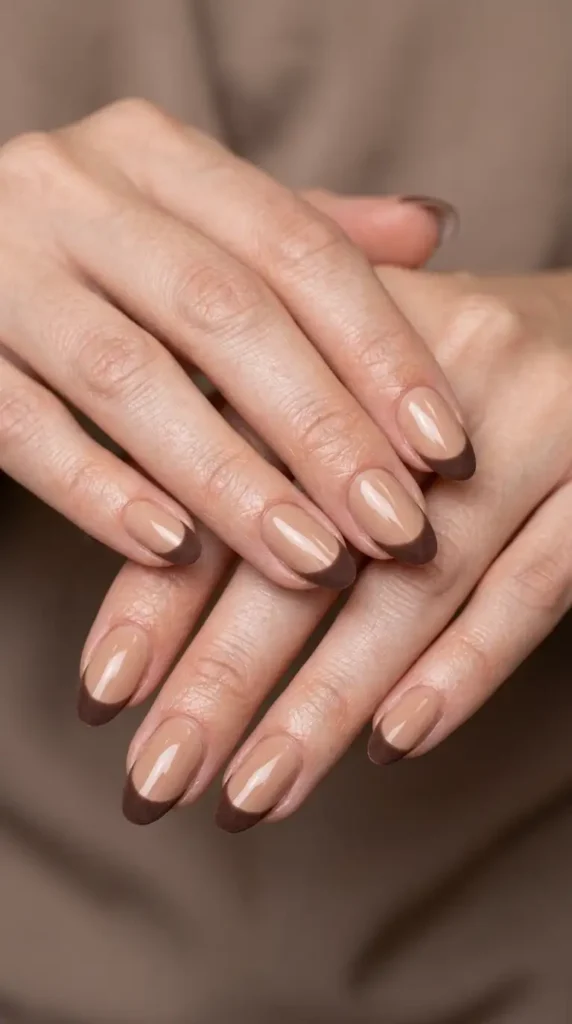 Matte Mocha French Tip Nails