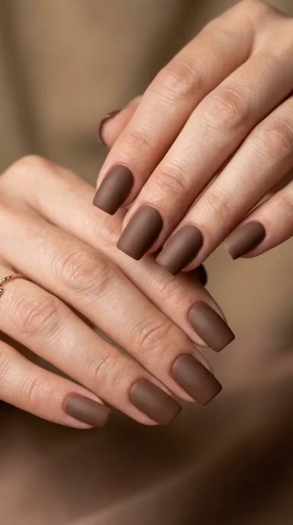 Matte Mocha Square Nails