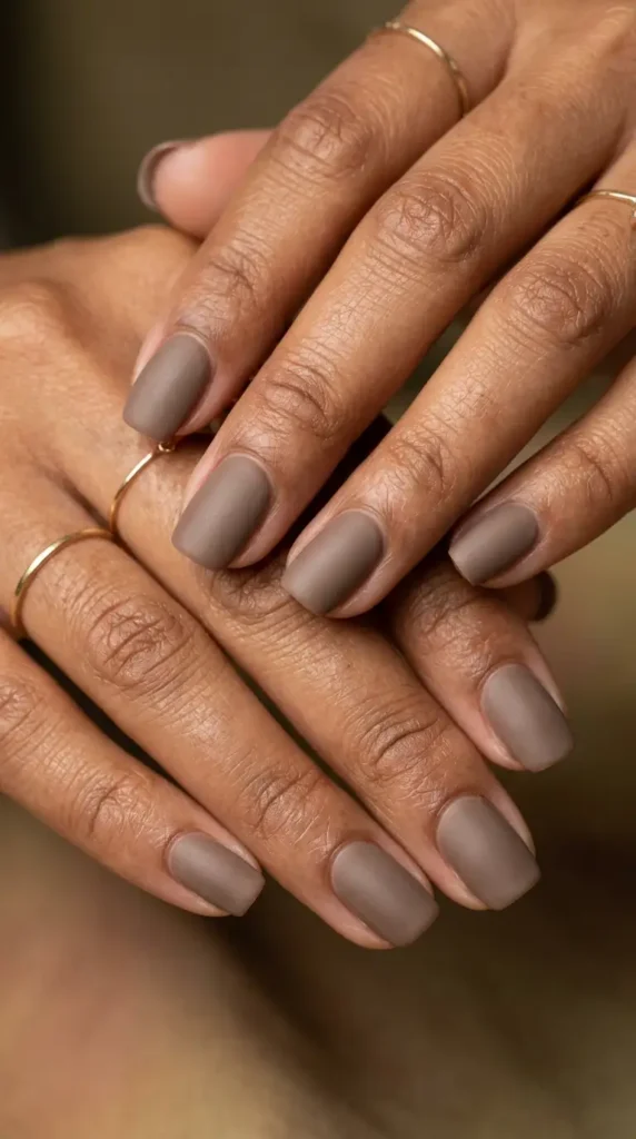 Matte Mushroom Brown Nails