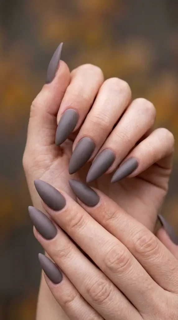 Matte Mushroom Stiletto Nails