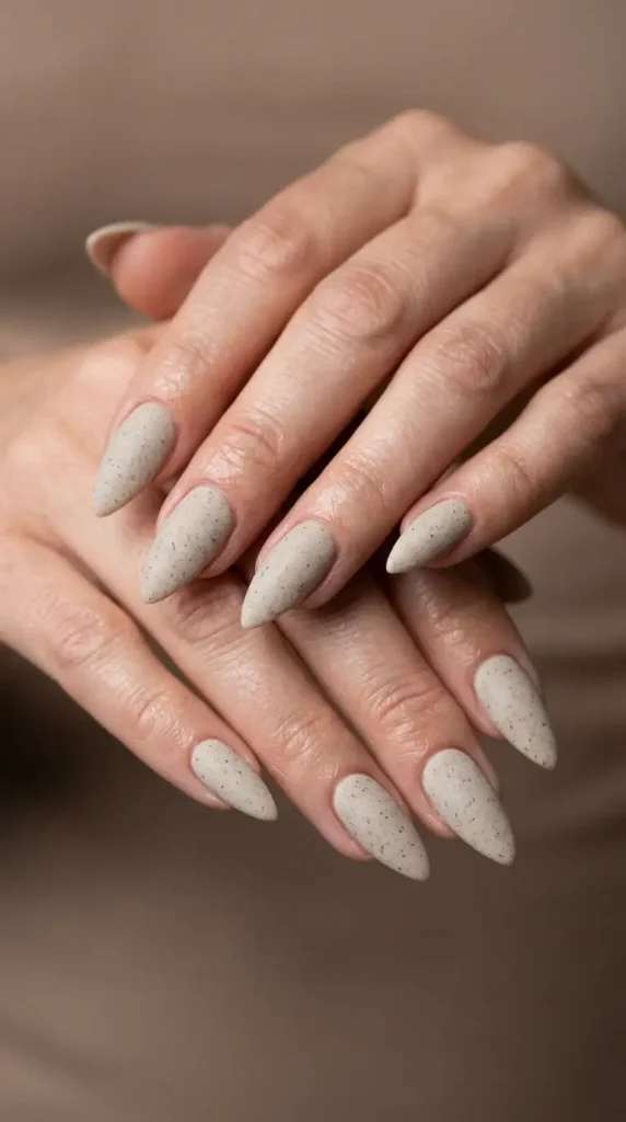 Matte Oatmeal Stiletto Nails