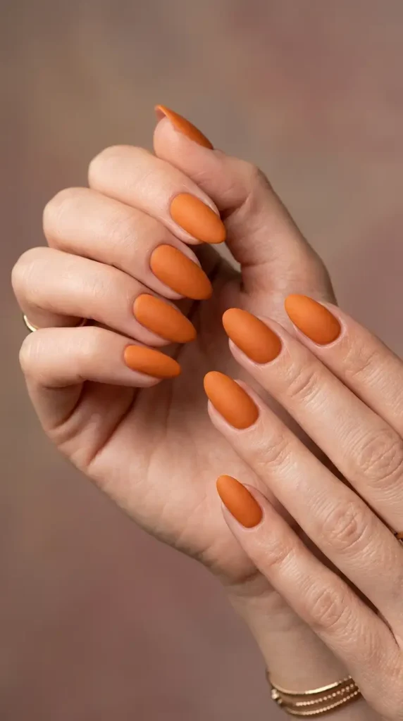 Matte Pumpkin Nails