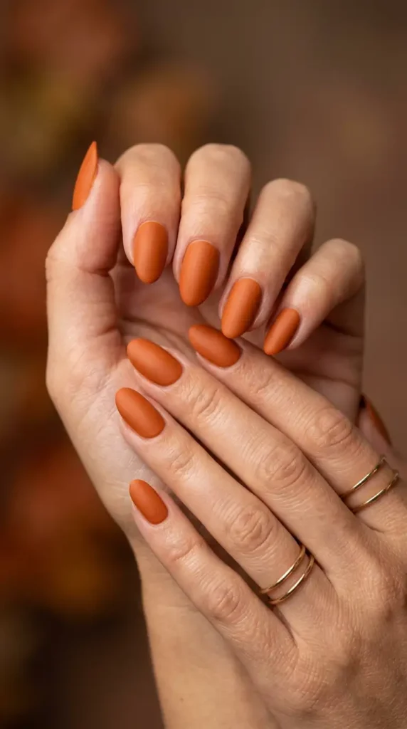 Matte Pumpkin Orange Nails