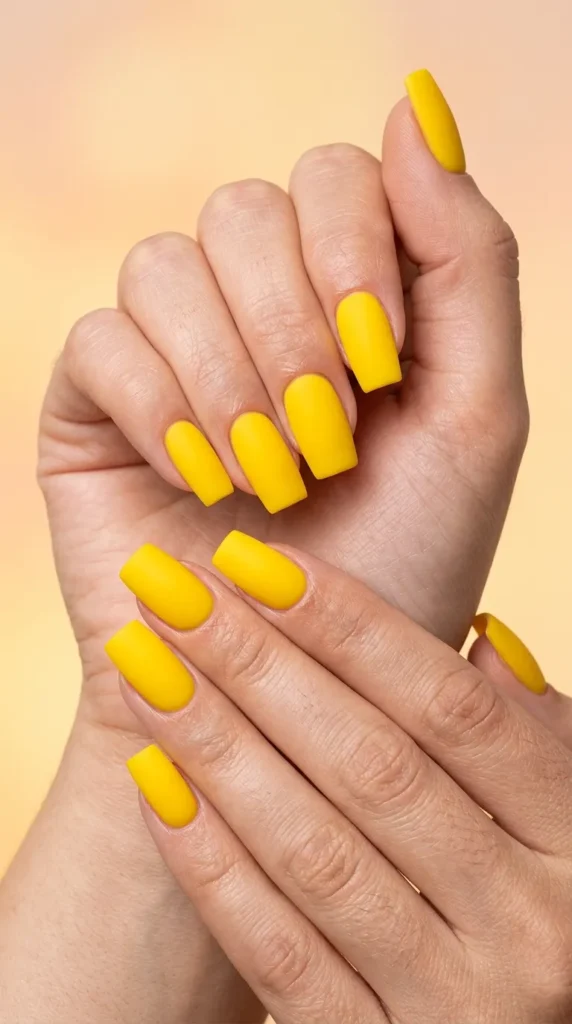 Matte Sunshine Square Nails