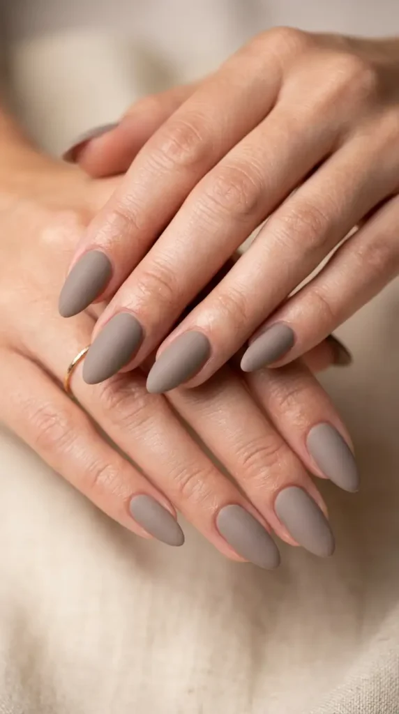 Matte Taupe Almond Nails