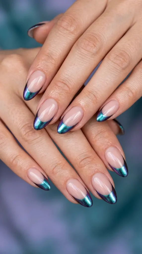 Mermaid Chrome French Nails