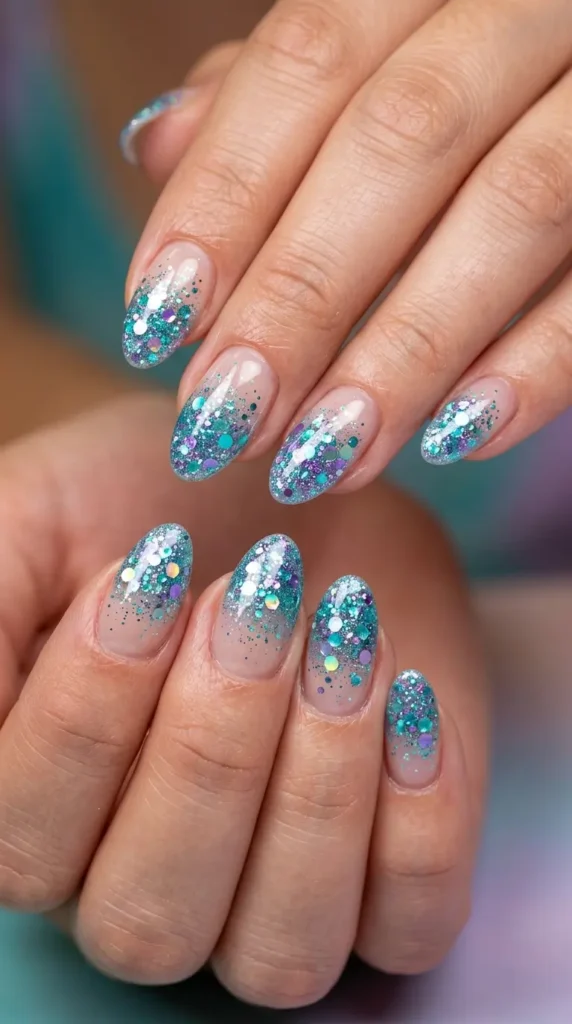 Mermaid Glitter Ombre Nails