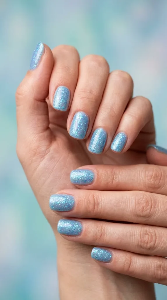 Mermaid Shimmer Blue Nails