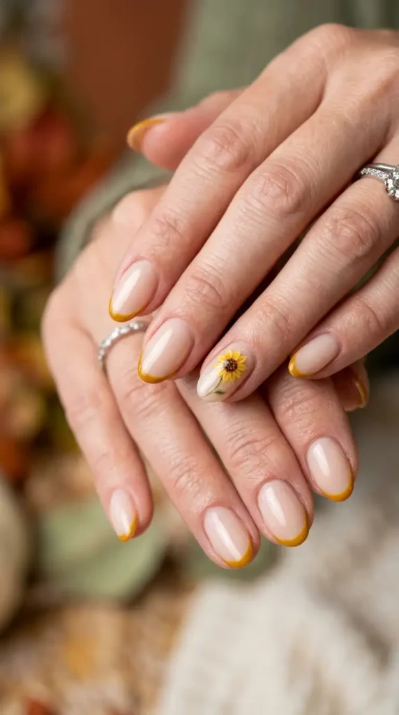 Micro French Sunflower Nails (Trending)