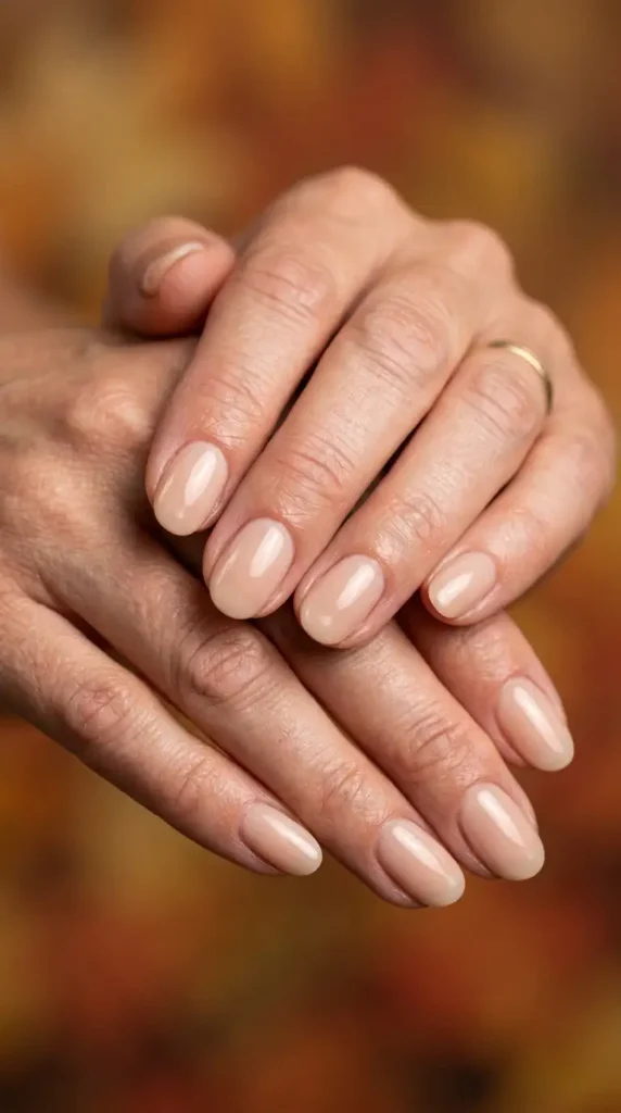 Milky Beige Round Nails