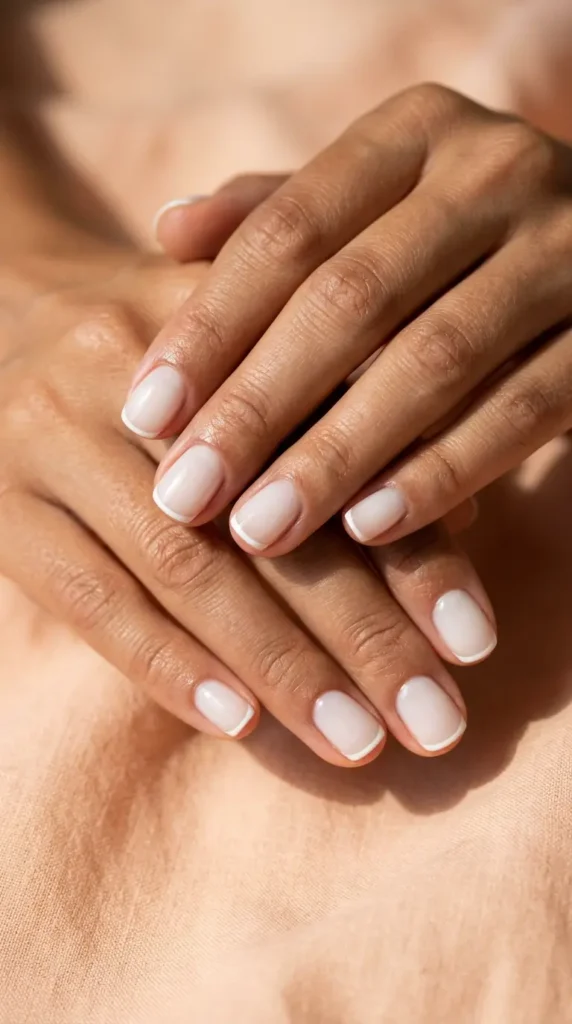Milky White Micro French Nails