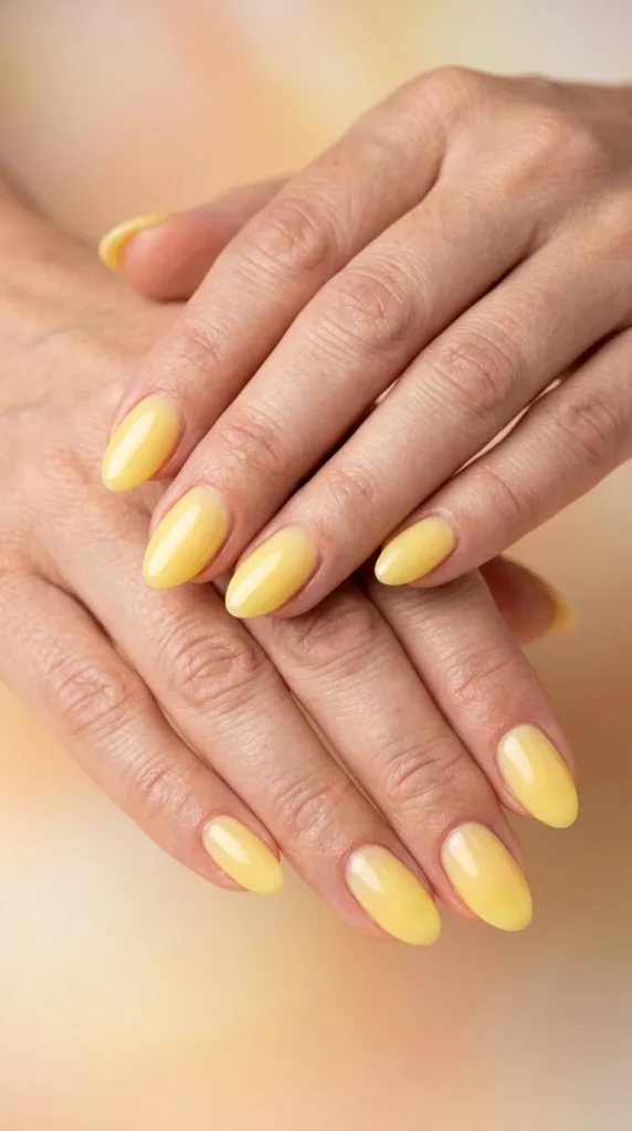 Milky Yellow Gel Nails