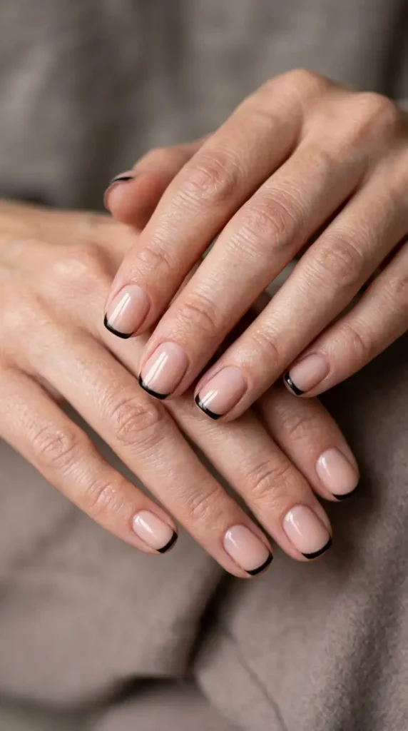 Minimal Black Micro French Tips