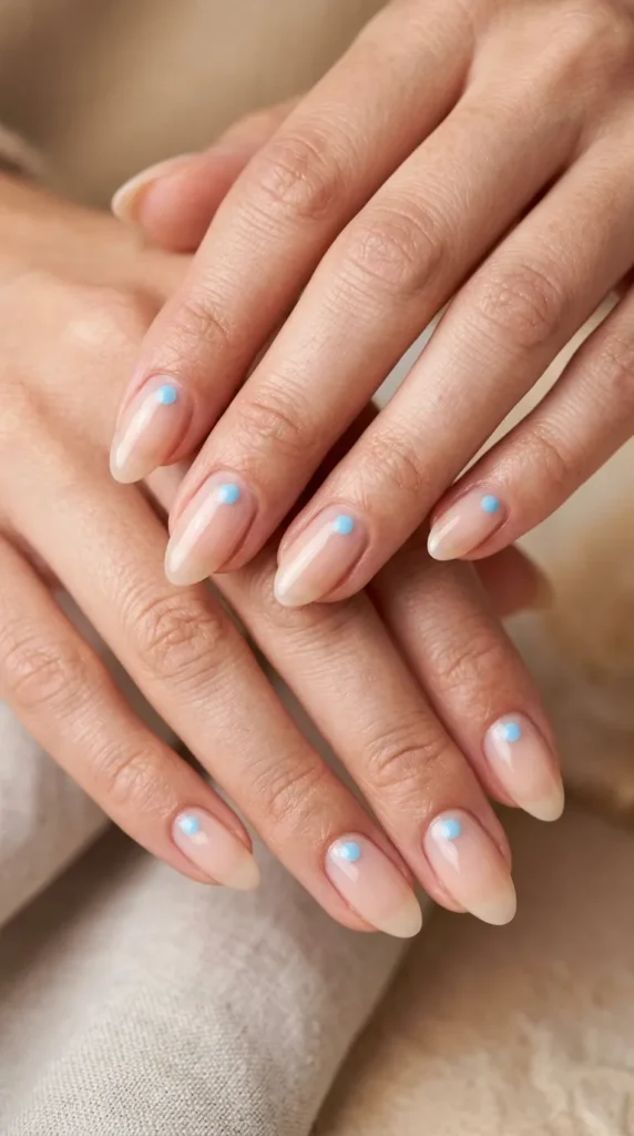 Minimal Blue Dot Nails