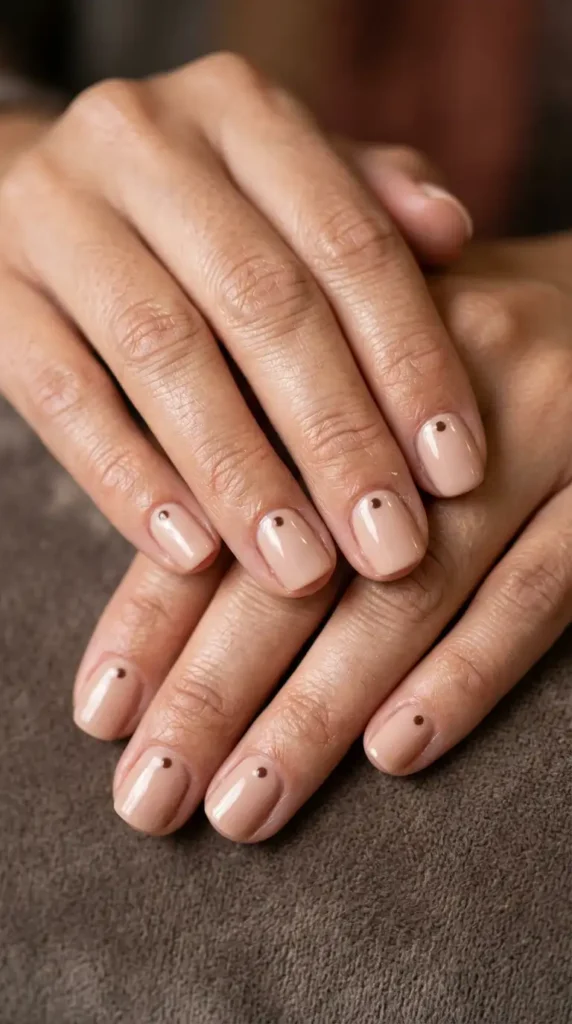 Minimal Dot Accent Nude Nails