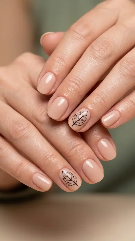 Minimal Leaf Outline Nails