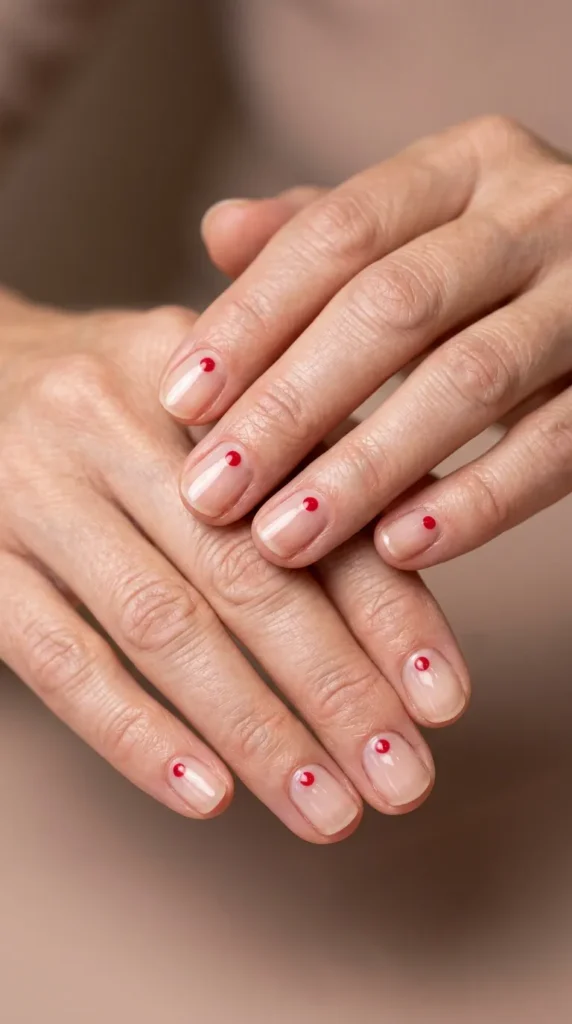 Minimal Red Dot Nails