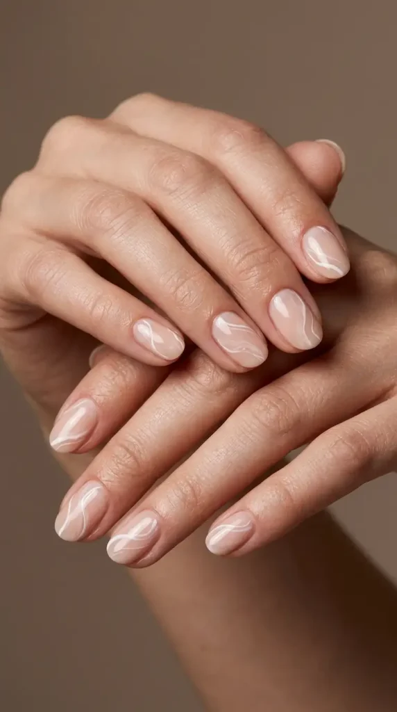 Minimal White Swirl Nails